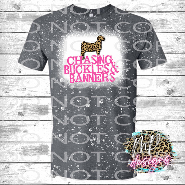 CHASING BUCKLES & BANNERS GOAT BLEACHED T-SHIRT