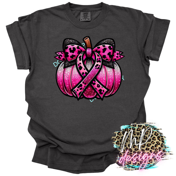 BREAST CANCER FAUX GLITTER PUMPKIN