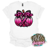 BREAST CANCER FAUX GLITTER PUMPKIN