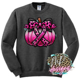 BREAST CANCER FAUX GLITTER PUMPKIN