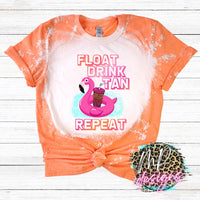 FLOAT DRINK TAN REPEAT BLEACHED T-SHIRT