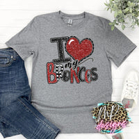 I LOVE MY BRONCOS RED T-SHIRT