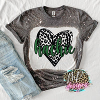 HACHIE LEOPARD HEART GREEN T-SHIRT