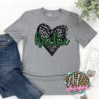 HACHIE LEOPARD HEART GREEN T-SHIRT