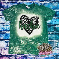 HACHIE LEOPARD HEART GREEN T-SHIRT