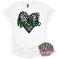 HACHIE LEOPARD HEART GREEN T-SHIRT