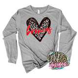 BRONCOS LEOPARD HEART RED LONG SLEEVE/SWEATSHIRT