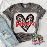 BRONCOS LEOPARD HEART RED T-SHIRT