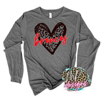 BRONCOS LEOPARD HEART RED LONG SLEEVE/SWEATSHIRT