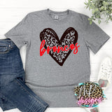 BRONCOS LEOPARD HEART RED T-SHIRT