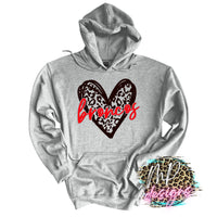 BRONCOS LEOPARD HEART RED LONG SLEEVE/SWEATSHIRT