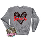BRONCOS LEOPARD HEART RED LONG SLEEVE/SWEATSHIRT