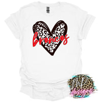 BRONCOS LEOPARD HEART RED T-SHIRT