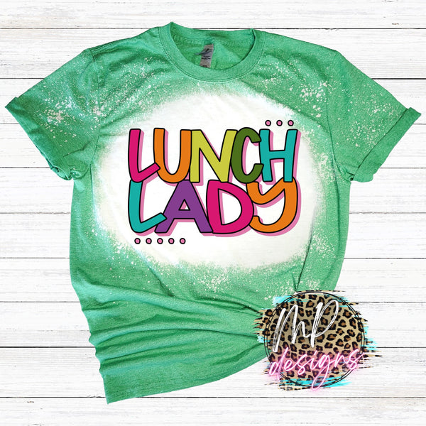 LUNCH LADY COLORFUL BLEACHED T-SHIRT
