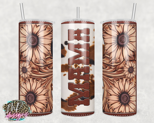 MAMA LEATHER TOOLED 20 OZ TUMBLER