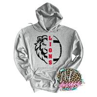 LIONS MASCOT FOOTBALL RED LONG SLEEVE/SWEATSHIRT
