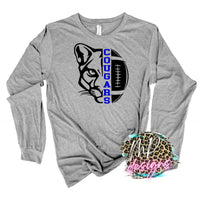 COUGARS MASCOT FOOTBALL ROYAL LONG SLEEVE/SWEATSHIRT