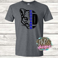 COUGARS MASCOT FOOTBALL ROYAL T-SHIRT