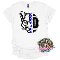 COUGARS MASCOT FOOTBALL ROYAL T-SHIRT