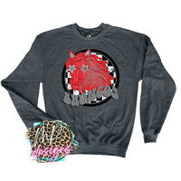 BRONCOS PREPPY MASCOT RED LONG SLEEVE/SWEATSHIRT