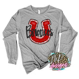 BRONCOS RED HORSESHOE LONG SLEEVE/SWEATSHIRT