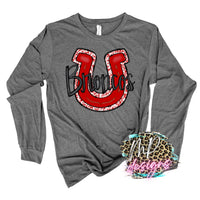 BRONCOS RED HORSESHOE LONG SLEEVE/SWEATSHIRT