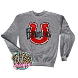 BRONCOS RED HORSESHOE LONG SLEEVE/SWEATSHIRT