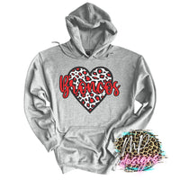 BRONCOS RED LEOPARD HEART LONG SLEEVE/SWEATSHIRT