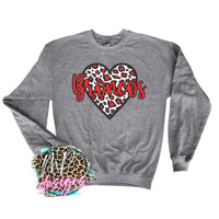 BRONCOS RED LEOPARD HEART LONG SLEEVE/SWEATSHIRT