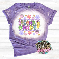 SCHOOL GRADE RETRO SMILEY BLEACHED T-SHIRT