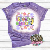 SCHOOL GRADE RETRO SMILEY BLEACHED T-SHIRT