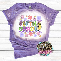 SCHOOL GRADE RETRO SMILEY BLEACHED T-SHIRT