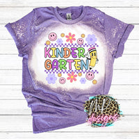 SCHOOL GRADE RETRO SMILEY BLEACHED T-SHIRT