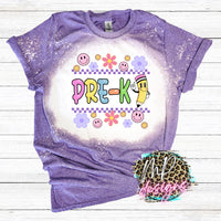 SCHOOL GRADE RETRO SMILEY BLEACHED T-SHIRT