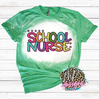 SCHOOL NURSE COLORFUL BLEACHED T-SHIRT