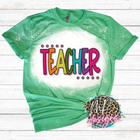 TEACHER COLORFUL BLEACHED T-SHIRT