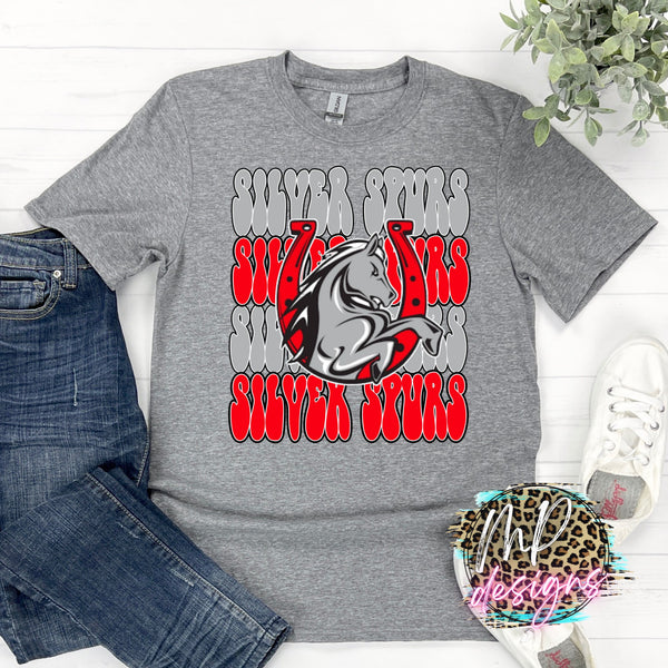SILVER SPURS MASCOT STACKED T-SHIRT