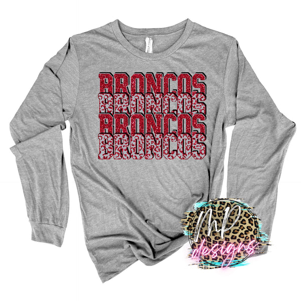 BRONCOS STACKED RED LONG SLEEVE/SWEATSHIRT