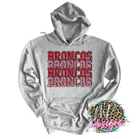 BRONCOS STACKED RED LONG SLEEVE/SWEATSHIRT