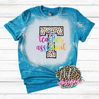 TEACHER ASSISTANT LEOPARD BLEACHED T-SHIRT