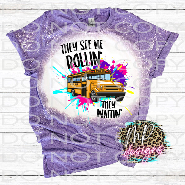 THEY SEE ME ROLLIN BLEACHED T-SHIRT