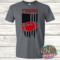 TIGERS FLAG FOOTBALL RED T-SHIRT