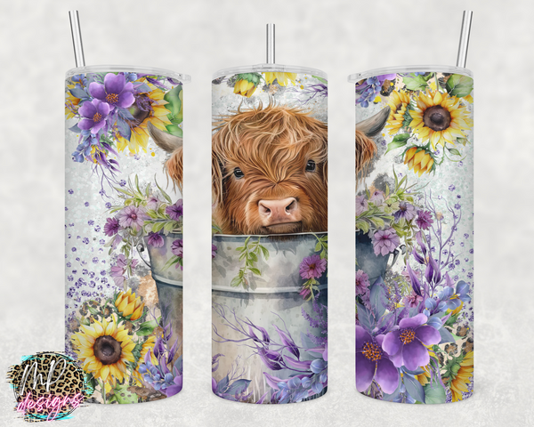 BABY HIGHLAND COW PURPLE 20 OZ TUMBLER