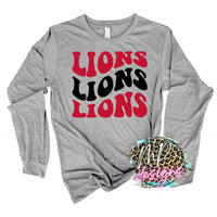 LIONS WAVY RETRO RED LONG SLEEVE/SWEATSHIRT