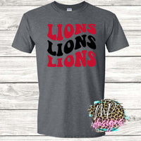 LIONS WAVY RETRO RED T-SHIRT