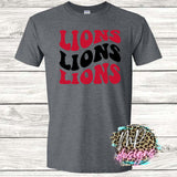 LIONS WAVY RETRO RED T-SHIRT