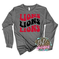 LIONS WAVY RETRO RED LONG SLEEVE/SWEATSHIRT