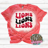 LIONS WAVY RETRO RED T-SHIRT