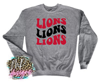LIONS WAVY RETRO RED LONG SLEEVE/SWEATSHIRT