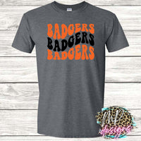 BADGERS WAVY RETRO ORANGE T-SHIRT